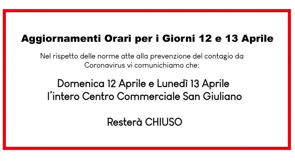 Comunicazione Ufficiale - Covid-19 Pasqua