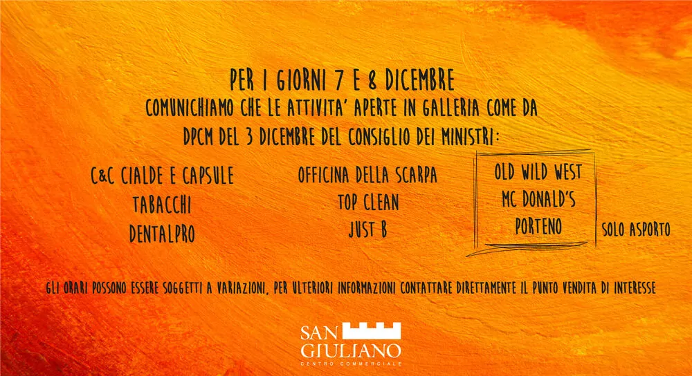 ATTIVITA' APERTE 7/8 DICEMBRE