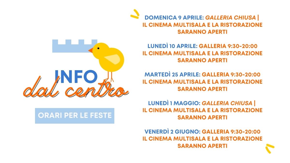 Orari di apertura Centro San Giuliano per le prossime festività